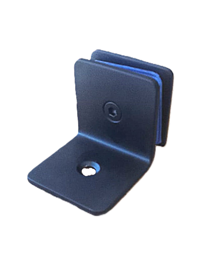 Conector Negro Tipo L Muro-vidrio para Mampara Inoxidable